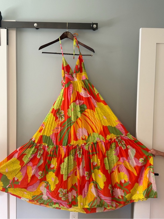 FARM Rio Dresses & Skirts - FARM Rio Tropical Halter Maxi Dress in Orange, Yellow & Pink